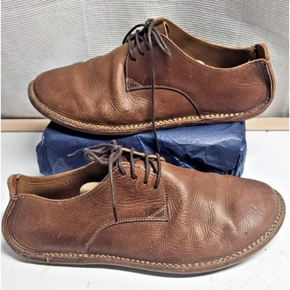 Vivobarefoot Mens 44/US 11 Brown Leather handcraft lace up wide toe shoes